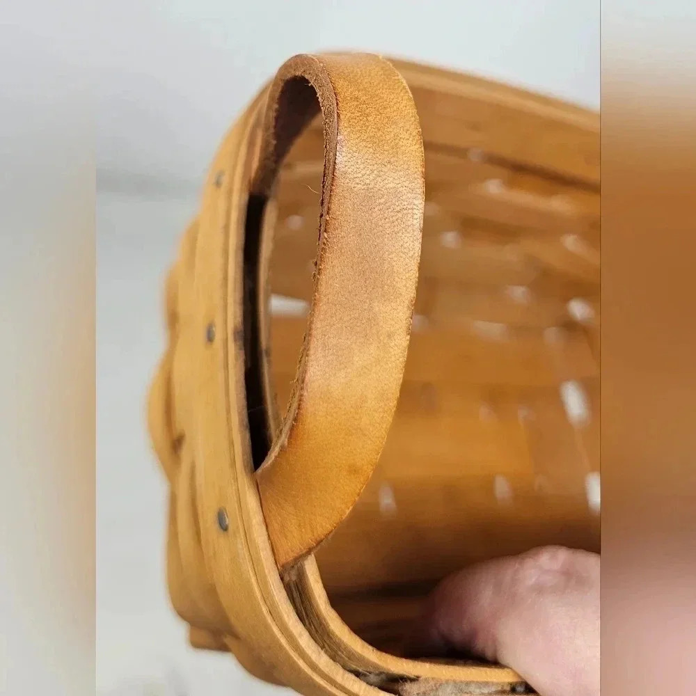 Longaberger VTG 1995 7" Mini Basket w/ Double Leather Handle Handwoven Ohio USA - Picture 7 of 14